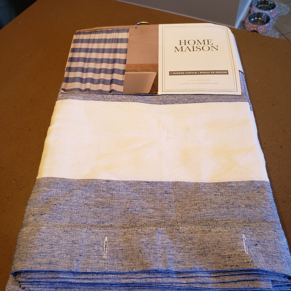Blue & White Striped Shower Curtain